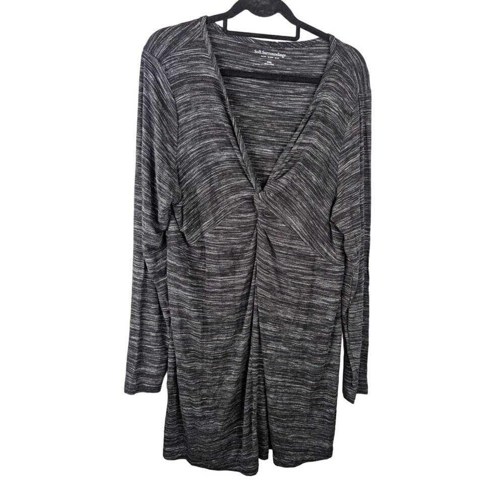 Soft Surroundings Twist Front Dress/Tunic Long Sleeve V Neck Gray XL